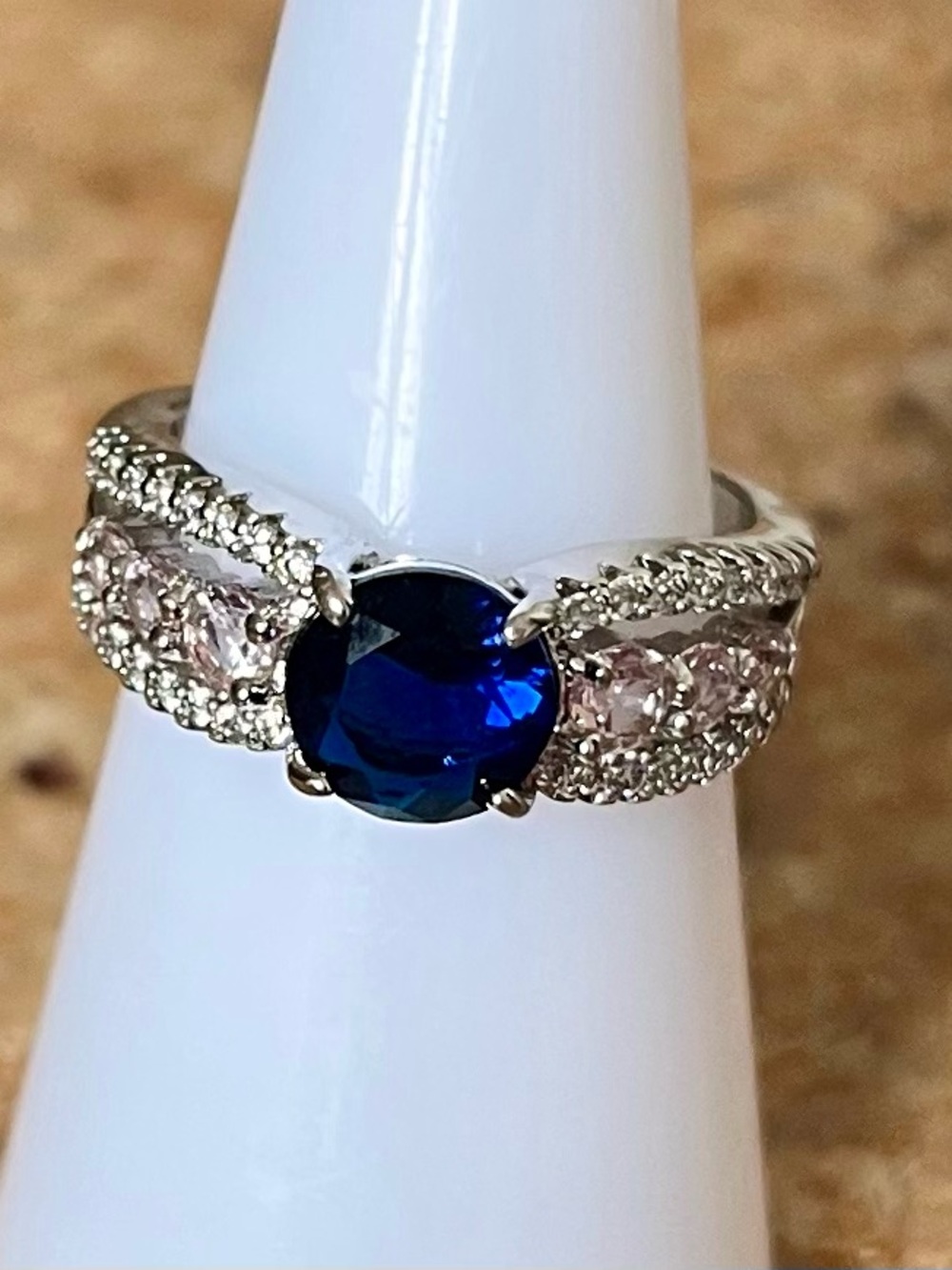 BP RETRO Catch a Unicorn Blue Centerstone Pavé Ring with Pink Accent Stones Ring